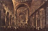 Guardi Paintings - Doge Alvise IV Mocenigo Appears to the People in St Mark's Basilica in 1763 by Francesco Guardi